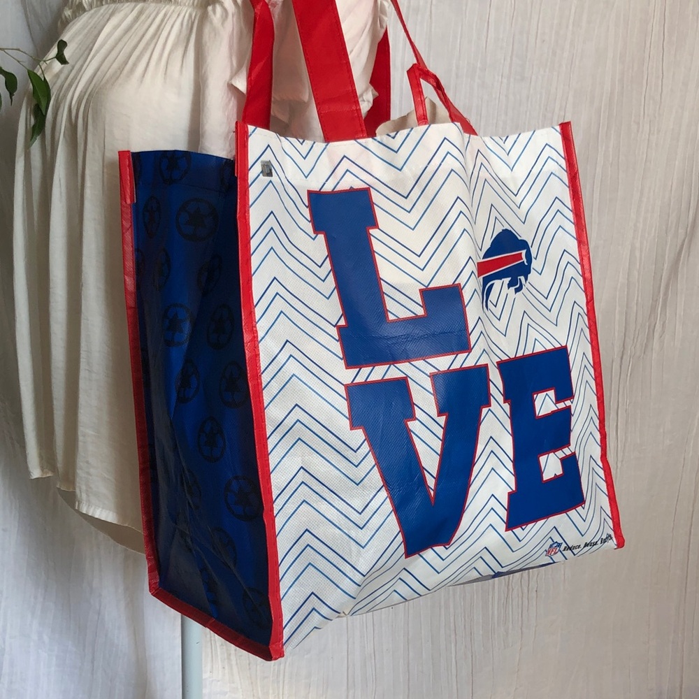 BUFFALO BILLS NFL large reusable recycling shopping tote bag NWOT
